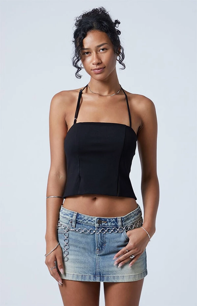 Third Charm Billie Split Hem Halter Top