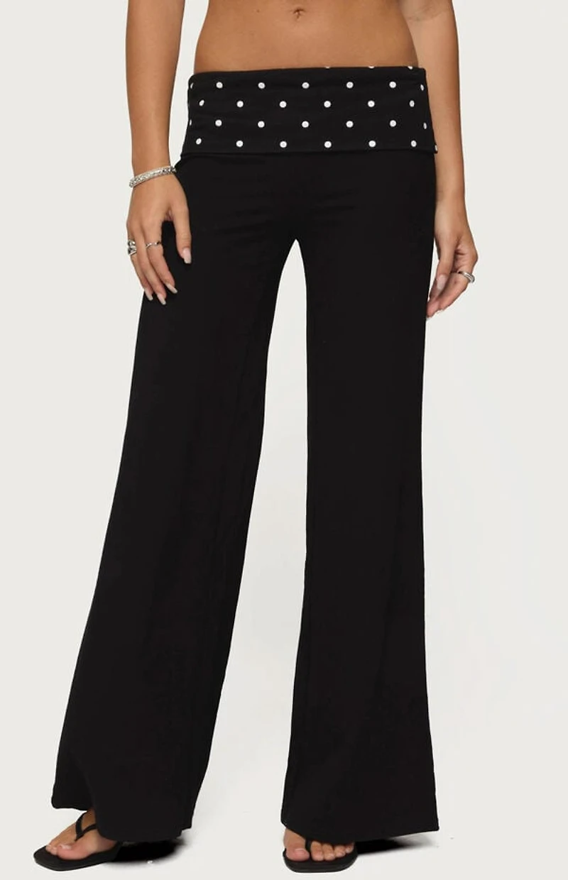 Edikted Reeva Polka Dot Fold Over Pants