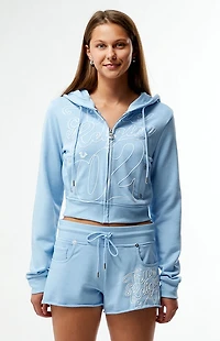 True Religion Shrunken Cropped Zip Up Hoodie