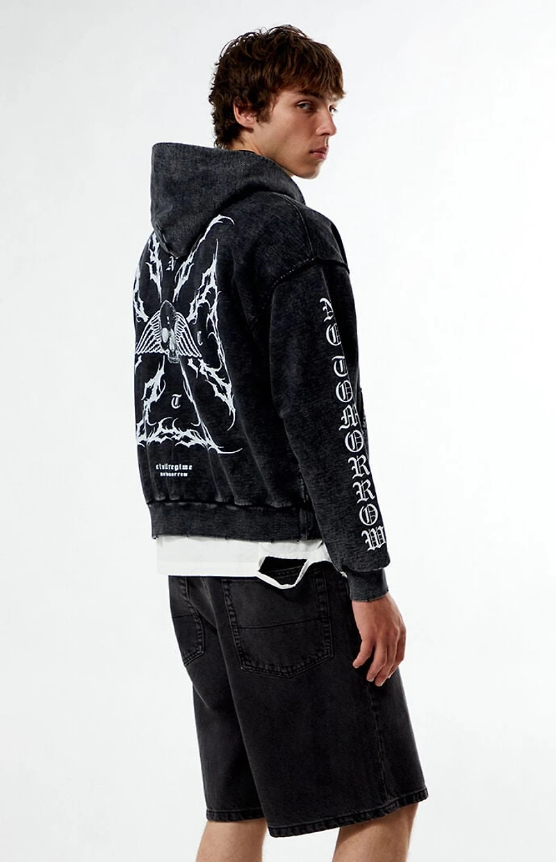 No Tomorrow x Civil Active Iron Skull Full Zip Cropped Hoodie