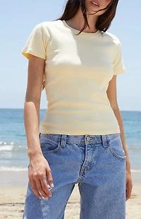 John Galt Yellow Loreen Short Sleeve Top