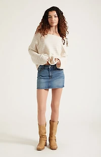 Pacsun Bella Stretch Dark Indigo Mid Rise Denim Mini Skirt