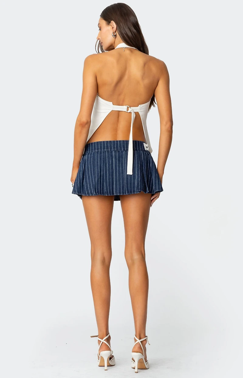 Edikted Daryn Pinstripe Pleated Mini Skort