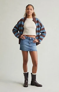 Pacsun Bella Stretch Dark Indigo Mid Rise Denim Mini Skirt