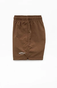 Pacsun Brown Collegiate 4.5'' Swim Trunks