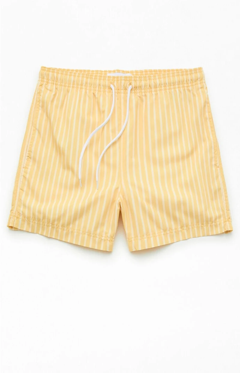 Pacsun Yellow Striped 4.5" Swim Trunks