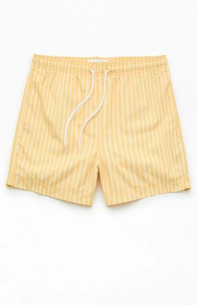 Pacsun Yellow Striped 4.5" Swim Trunks