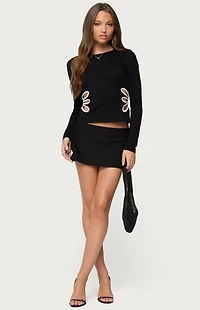 Edikted Contrast Cut Out Long Sleeve Top