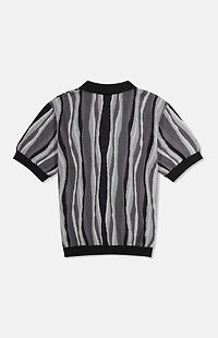 WeSC America Inc Black Rippled Short Sleeve Polo Cardigan