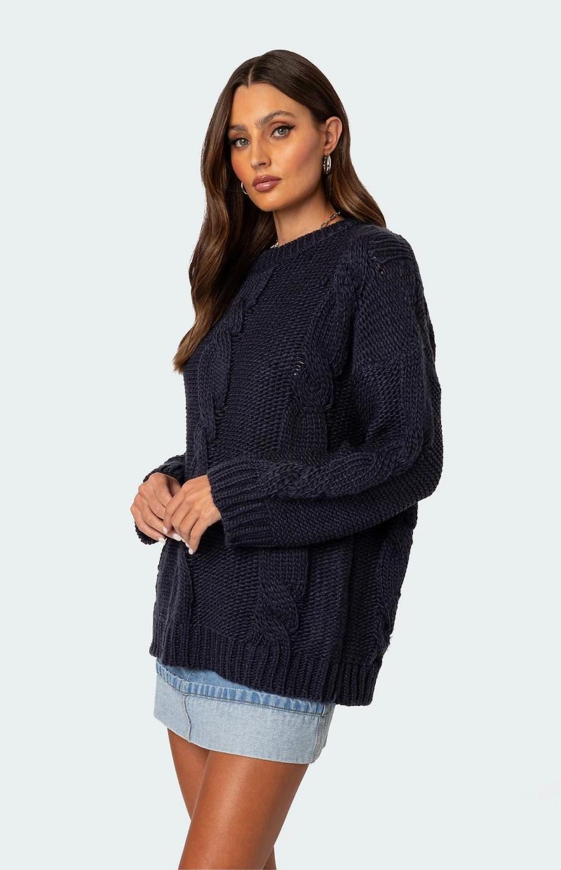 Edikted Alene Oversized Cable Knit Sweater