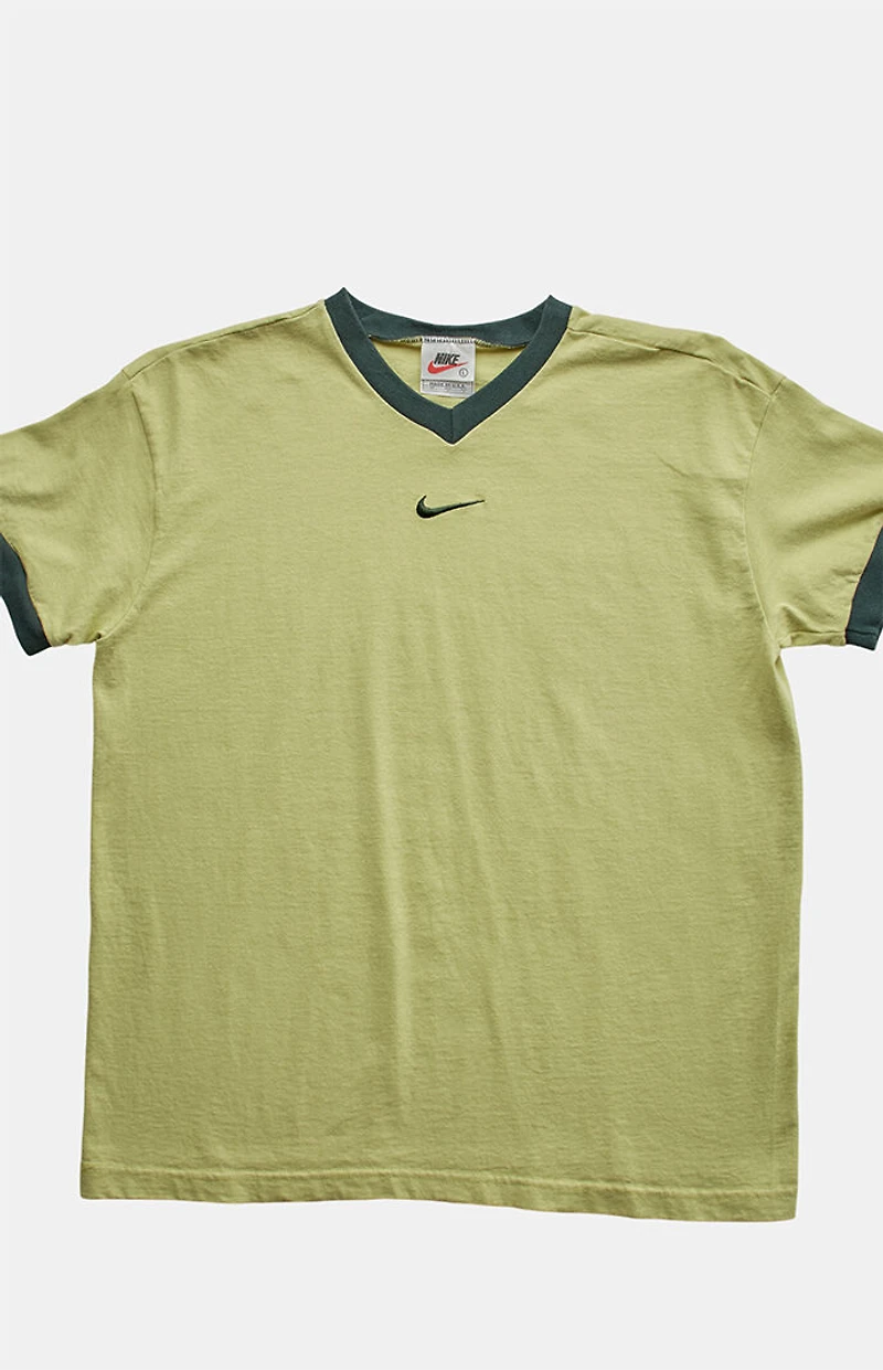 PS VINTAGE Green 2000s Nike V-Neck Graphic T-Shirt