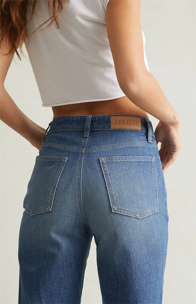 Pacsun Madison High Waisted Girlfriend Jeans Stretch Medium Blue