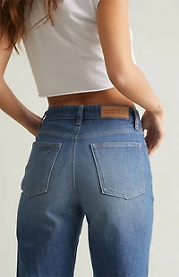Pacsun Madison High Waisted Girlfriend Jeans Stretch Medium Blue