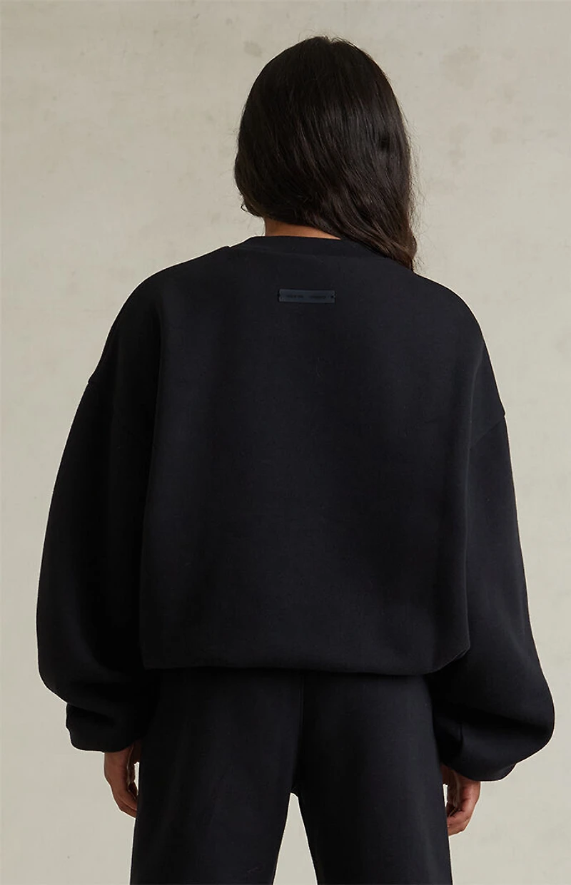 Fear of God ESSENTIALS Kids Jet Black '90s Fit Fleece Crew Neck Sweatshirt