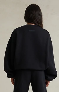 Fear of God ESSENTIALS Kids Jet Black '90s Fit Fleece Crew Neck Sweatshirt