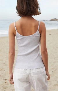 John Galt Light Gray Pointelle Skylar Tank Top