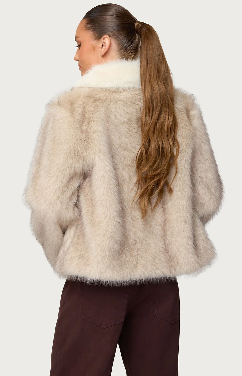Edikted Contrast Collar Faux Fur Jacket
