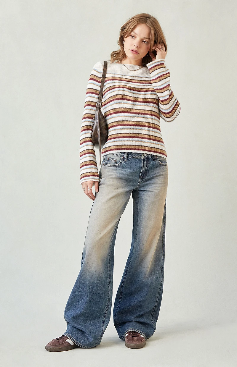 Pacsun Casey Low Rise Baggy Jeans Dark Blue Tinted