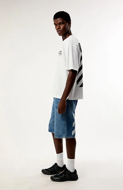 L/AB c/o Off-White Indigo Baggy Diagonal Denim Shorts