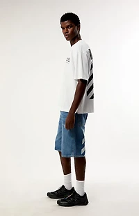 L/AB c/o Off-White Indigo Baggy Diagonal Denim Shorts