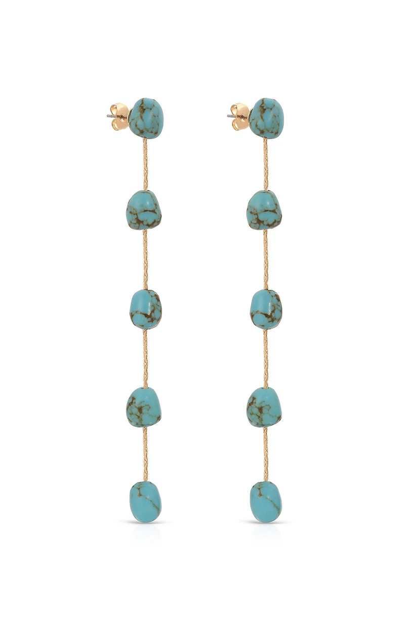 Ettika Dripping Turquoise 18k Gold Plated Earrings