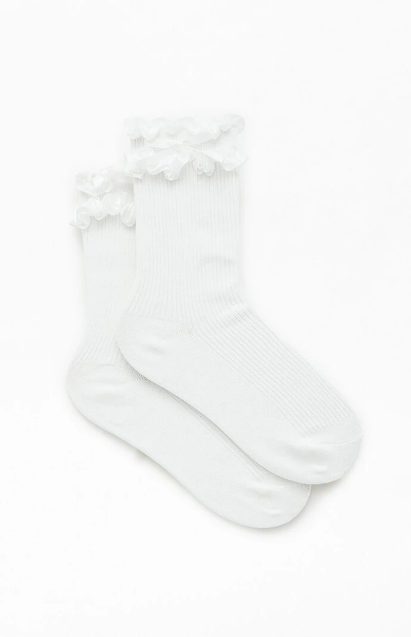 LA Hearts Ribbed Ruffle Bow Crew Socks
