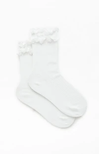 LA Hearts Ribbed Ruffle Bow Crew Socks