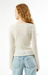 Your Favorite Diana Open Knit Tie Front Sweater