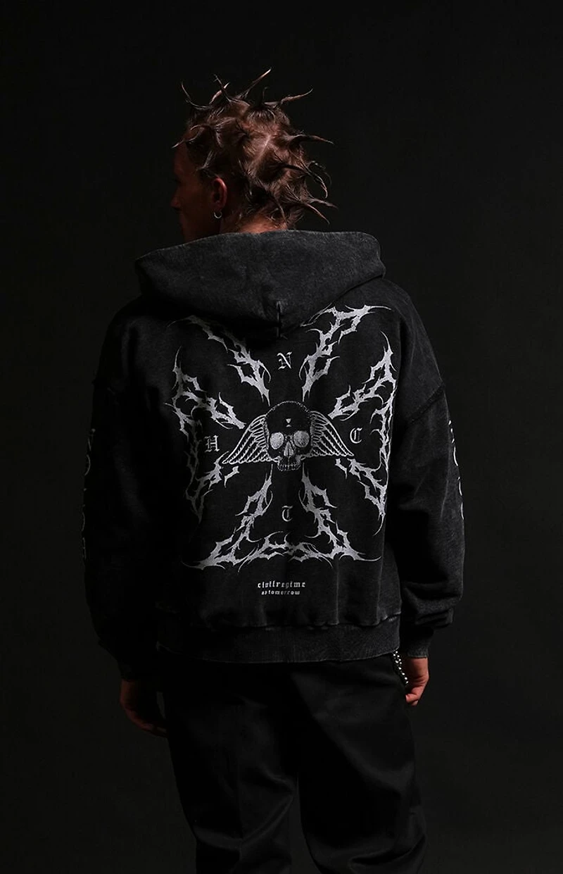 No Tomorrow x Civil Active Iron Skull Full Zip Cropped Hoodie