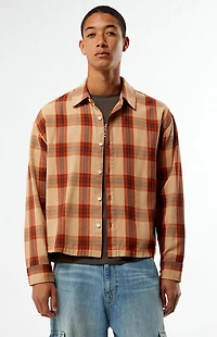 Pacsun Orange Long Sleeve Classic Flannel Shirt