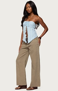 Edikted Textured Ruffle Split Front Top