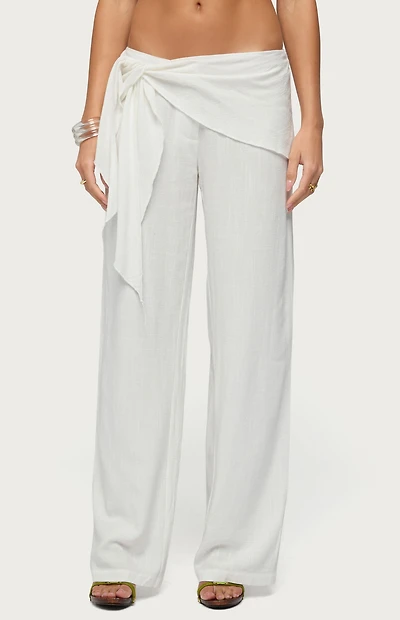 Edikted Suki Sarong Belt Linen Look Pants