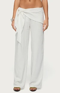 Edikted Suki Sarong Belt Linen Look Pants