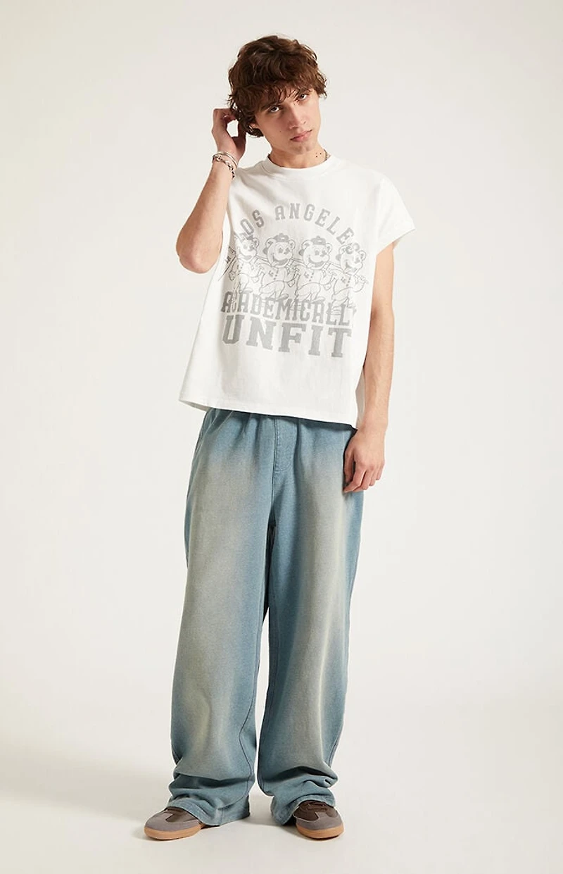 Pacsun Blue Tinted Washed Fleece Extreme Baggy Sweatpants