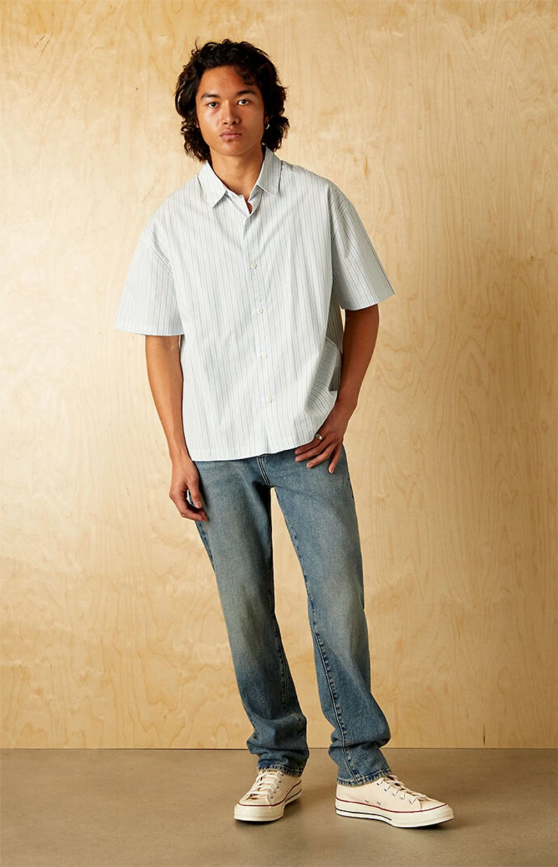 Pacsun Blue Striped Boxy Shirt