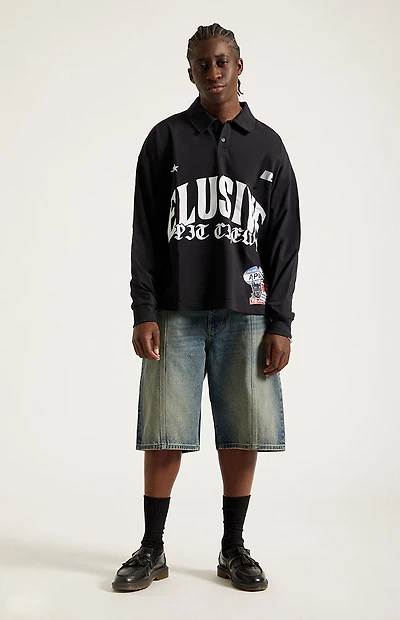 Pacsun Austin Extreme Baggy Jean Shorts Dark Blue Tint
