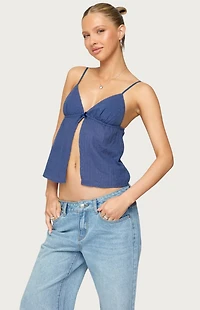 Edikted Otis Eyelet Split Front Tank Top