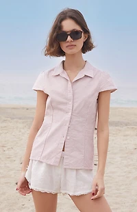 John Galt Striped Rue Collared Top