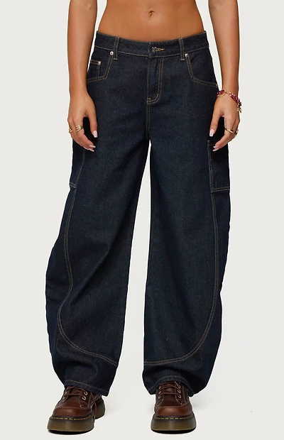 Edikted Aden Contrast Stitch Barrel Jeans