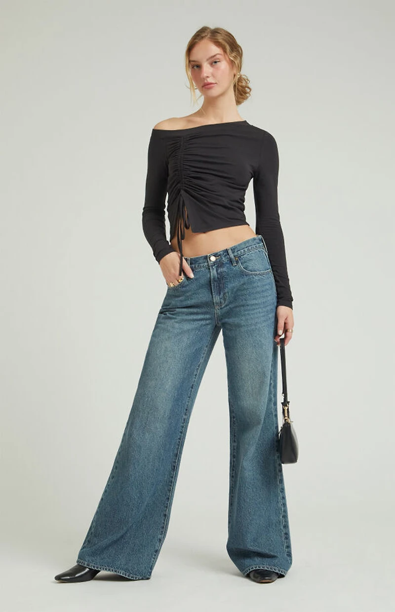 Pacsun Lena Low Rise Super Baggy Jeans Medium Indigo Sparkle
