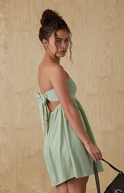 Your Favorite Tie Back Strapless Babydoll Mini Dress