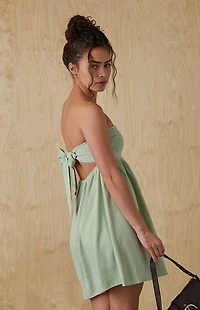 Your Favorite Tie Back Strapless Babydoll Mini Dress