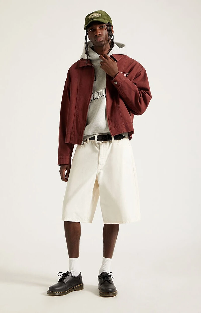 Pacsun Austin Extreme Baggy Denim Shorts Patch Cream