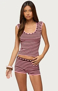 Edikted Shelba Button Striped Knit Top