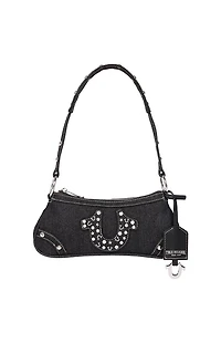 True Religion Horseshoe Black Denim Shoulder Bag