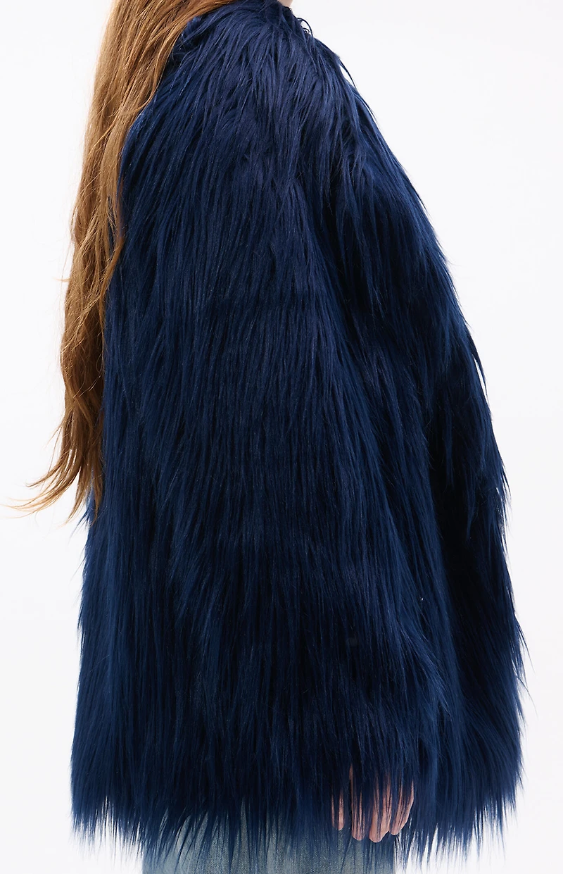 AZALEA WANG Breckenridge Blue Faux Fur Coat