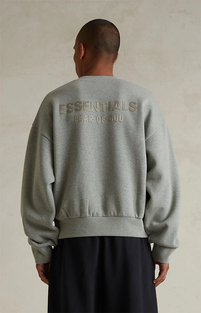 Fear of God ESSENTIALS Concrete Heather Classic Fleece Crew Neck Sweatshirt