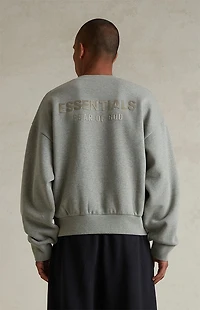 Fear of God ESSENTIALS Concrete Heather Classic Fleece Crew Neck Sweatshirt