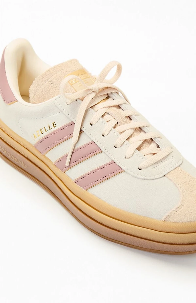 adidas Women's Tan & Pink Gazelle Bold Sneakers