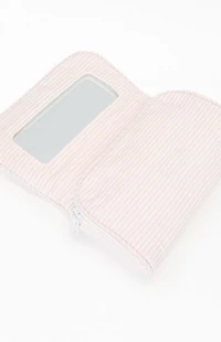 John Galt Pink Striped Makeup Bag